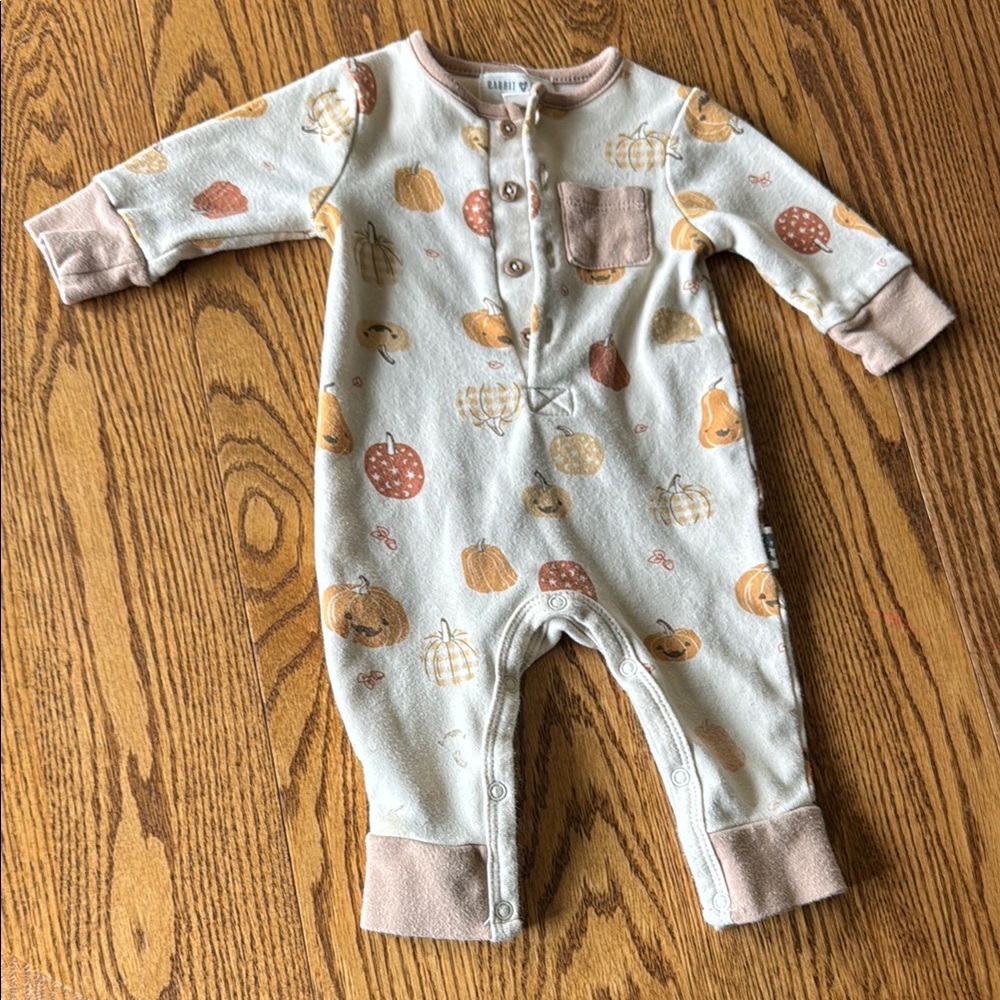 100% organic cotton Fall Harvest One Piece (0-3mo) (Rabbit+Bear Organics)